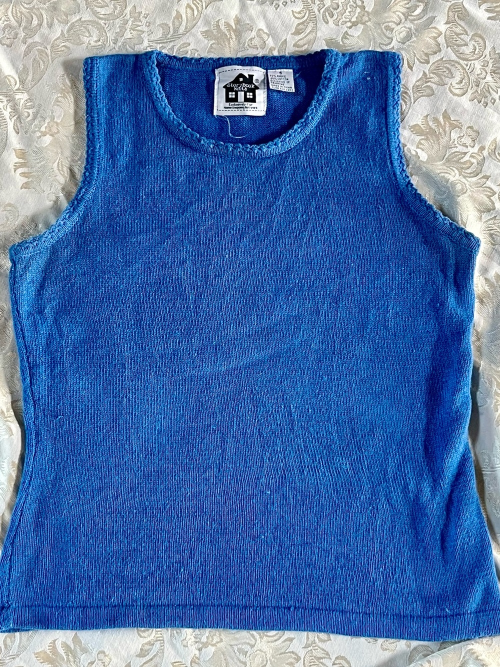 Storybook Knits Vintage Blue Sleeveless Sweater Tank Top Shell Size Small HSN